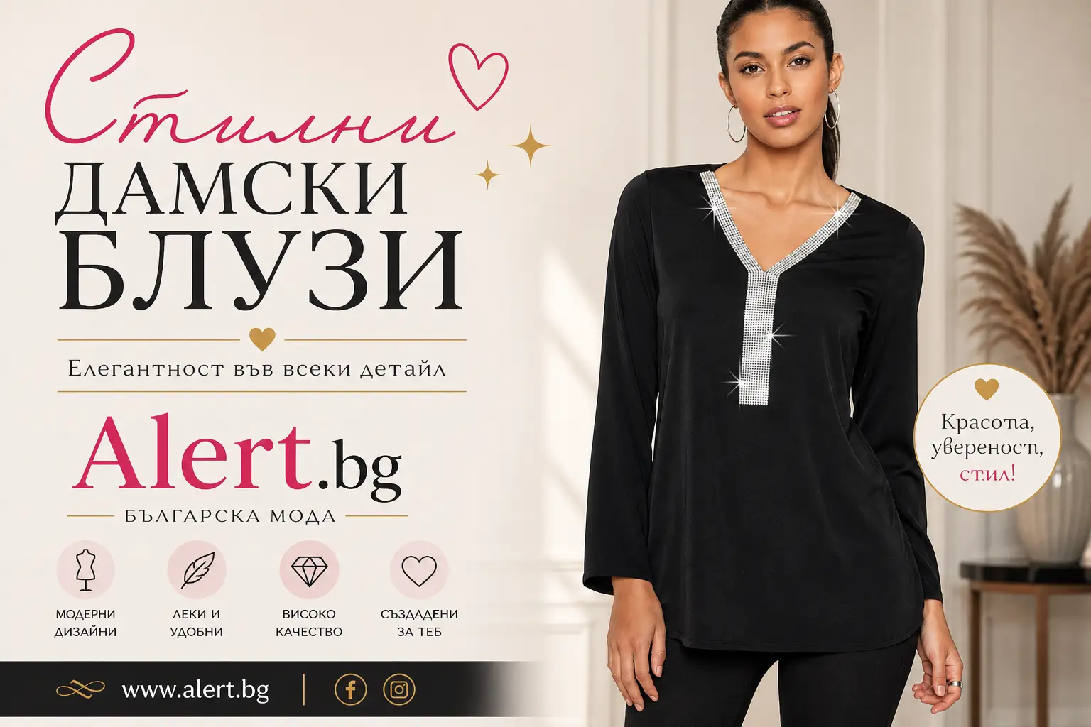 Стилна дамскла блуза произведена в БГ | alert.bg